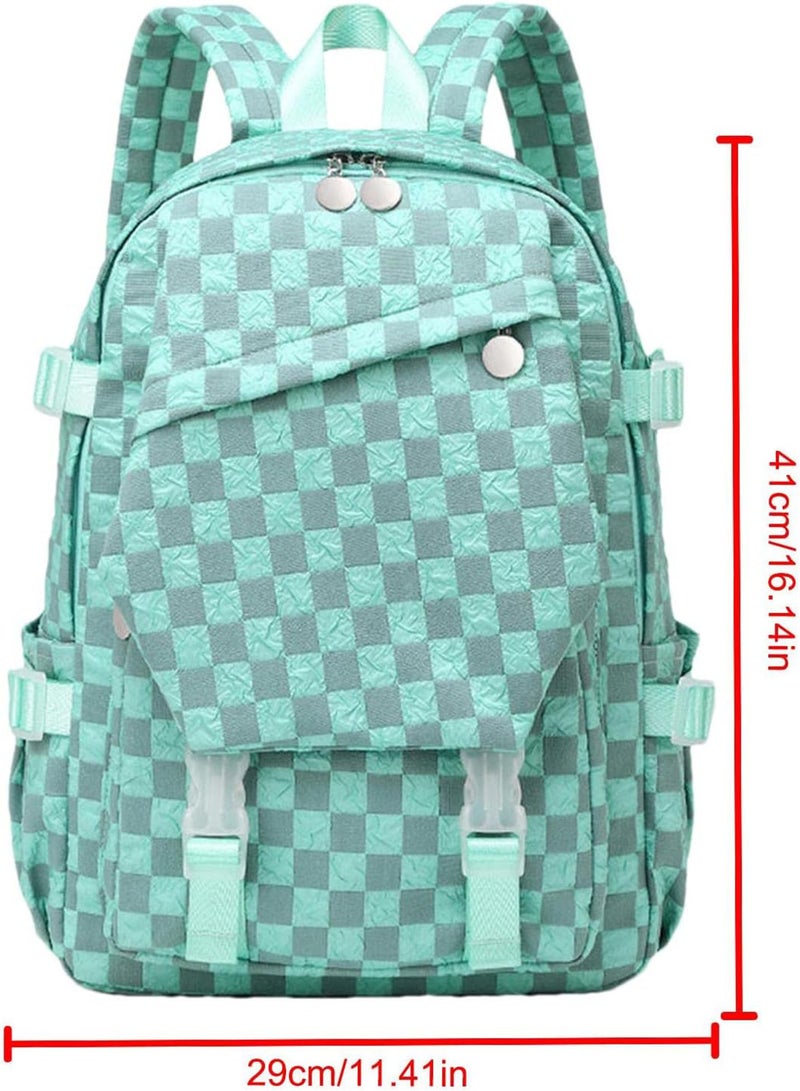 GGOOT Fashion Checkerboard Backpack,Lightweight Student Shoulder Bag - Outdoor Travel Casual Plaid Cute Traditional Backpacks, Women Teenagers Book School Bags - Image 4