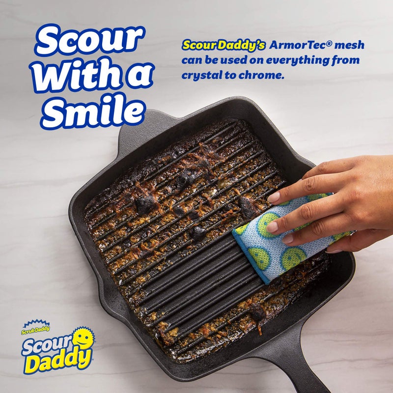 Scrub Daddy Scour Pads - Scour Daddy - Multi-Surface Scouring Pad, Absorbent, Durable, FlexTexture Sponge, Soft in Warm Water, Firm in Cold, Scratch Free, Odor Resistant, Easy to Clean 3ct (Pack of 1) - Image 2