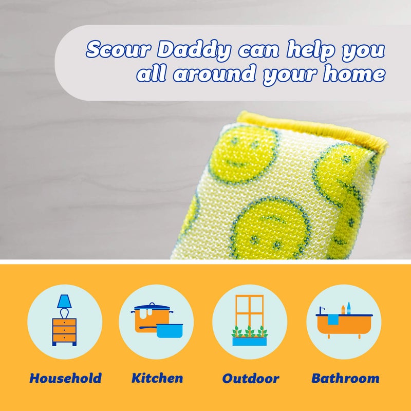 Scrub Daddy Scour Pads - Scour Daddy - Multi-Surface Scouring Pad, Absorbent, Durable, FlexTexture Sponge, Soft in Warm Water, Firm in Cold, Scratch Free, Odor Resistant, Easy to Clean 3ct (Pack of 1) - Image 4