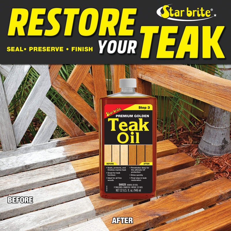 STAR BRITE Premium Golden Teak Oil 16 Oz- Sealer, Preserver, & Finish for Outdoor Teak & Other Fine Woods (085116PW) - Image 4