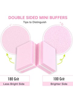 Salvmary Mini Nail Buffer Blocks, 100/180 Grit Sponge Buffing Sanding Block File Manicure Tools Bulk 50Pcs (Pink)  - Image 3