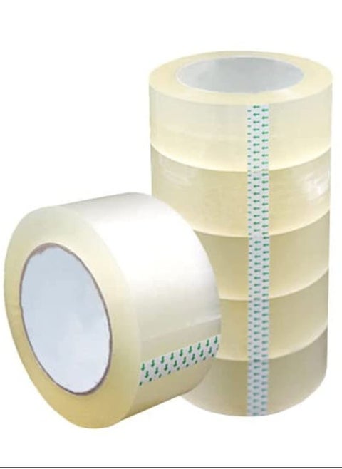 Pack of 6 Clear Packaging Tape 2 x 100 Yards, Perfect for Multi-Use, Off-White in Color, Designed to Effectively and Elegantly Protect and Wrap Various Items.