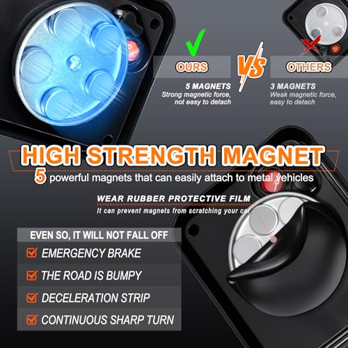 Nrgedzam 2PCS LED Red Strobe Lights Magnetic Flashing Lights Rechargeable Beacon Safety Warning Emergency Lights Magnetic Trailer Lights Wireless Battery Powered Strobe Lights for Trucks Vehicles Car - Image 5