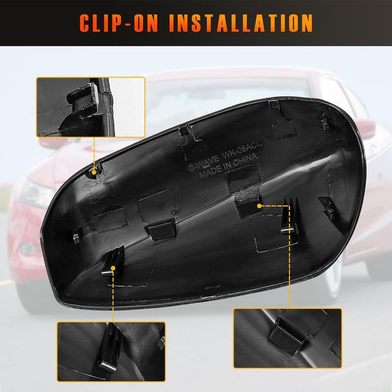 AMSPRAC Passenger Right Side Mirror Cap fit for 2008-2013 Honda Accord,Door Side Exterior Rearview Back Sight Mirror Cover Shell Replacement,Clip-on Slot Type.Right Side,1PCS - Image 5