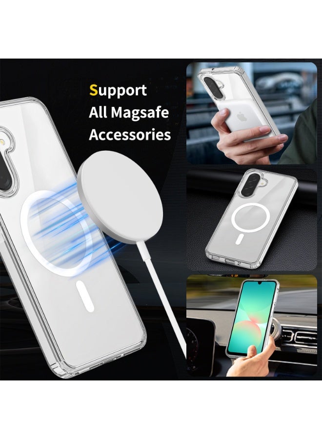غطاء الحالة المغناطيسية لسامسونج غالاكسي A36 5G, متوافق مع MagSafe,مكافحة الأصفر الكريستال واضح حماية ضد الصدمات الغطاء الخلفي, فائقة رقيقة قوية مغناطيسية حالة الهواتف شل لسامسونج غالاكسي A36 5G - Image 4