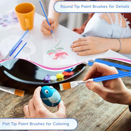 Blablaovy Small Paint Brush 80 Pcs Flat Round Acrylic Paint Brushes Bulk for Touch Up Watercolor Oil Canvas Face Painting Paint Brushes for Kids Classroom Students and Paint Parties - Image 3