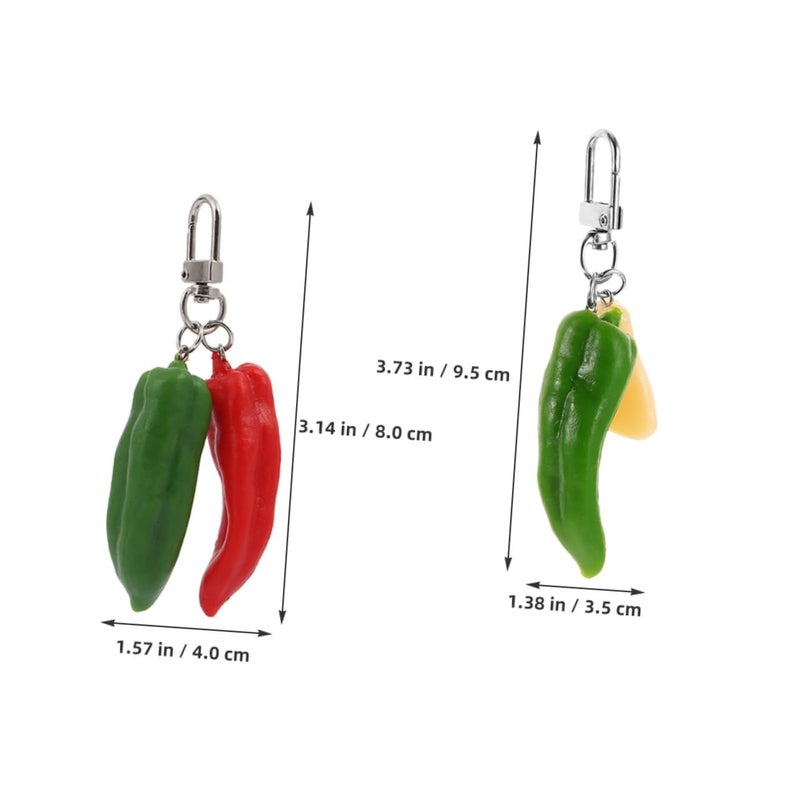 5 Pack Red Chili Keychain Key Ring Car Key Holder Bag Hanging Ornament - Image 3