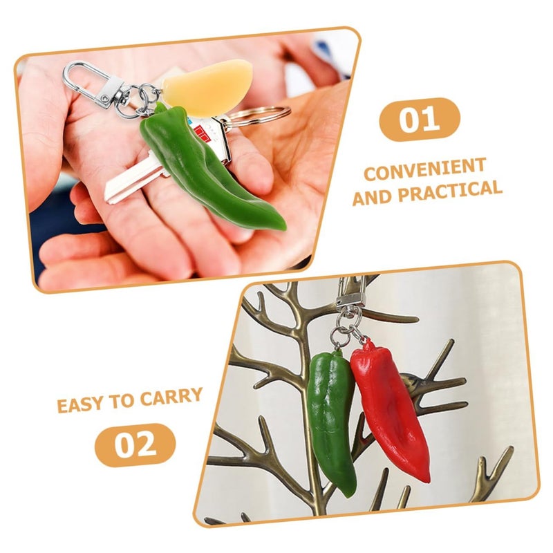 5 Pack Red Chili Keychain Key Ring Car Key Holder Bag Hanging Ornament - Image 5