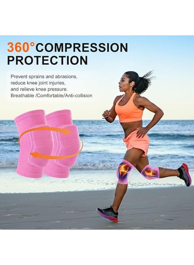 1 Pair Versatile Knee Pads Soft Breathable Knee Pads for Men Women Kids Knees Protective, Knee Brace for Volleyball Football Dance Yoga Tennis Running Cycling Workout Climbing（Pink,M) - Image 5