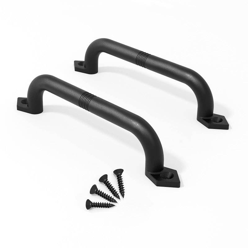 EaseLife 10 Barn Door Pull Handle Rustic Black Cast Iron Grab Gate Handles Easy Install 2 Pack