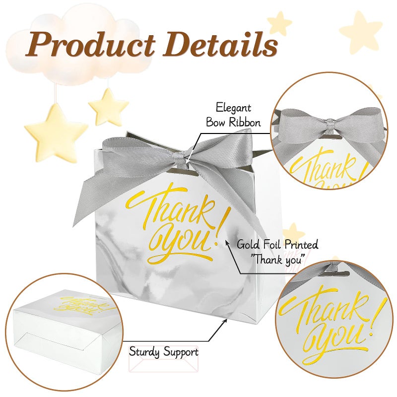 DOYIDE 100 Pack Small Thank You Gift Bags, 4.5x1.8x3.9in Party Favor Bags Boxes with Bow Ribbon, Small Paper Gift Bags with Gold Foil Printed, Mini Candy Treat Bags for Birthday Wedding Party Holiday - Image 3