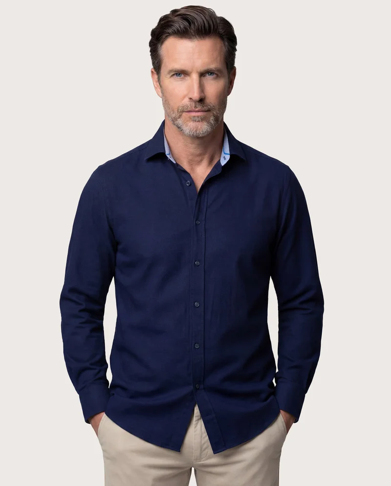 Camicissima Trendy Dark Blue Textured Extra Slim Shaped Shirt