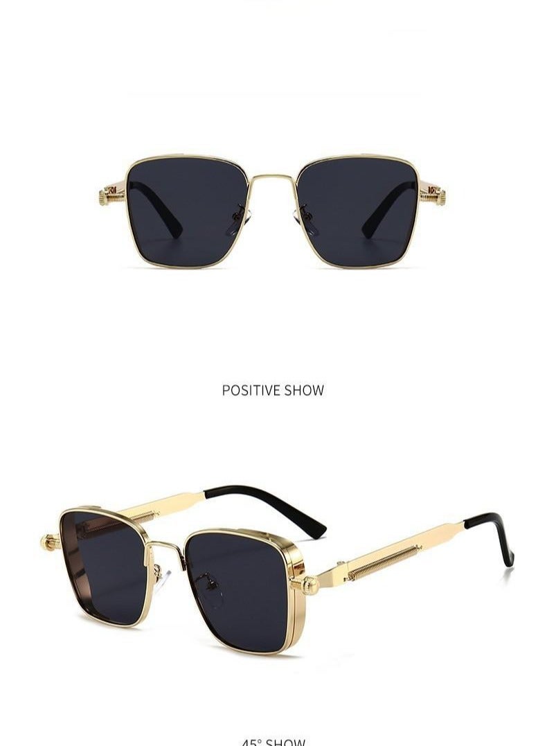 Retro Cool Steampunk Glasses Square Metal Frame Fashion Glasses For Men Women Outdoor Sports - Image 2