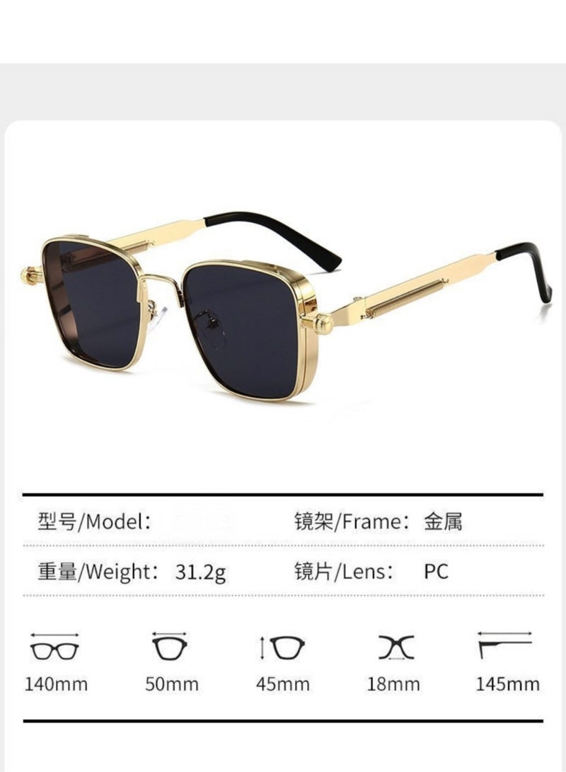 Retro Cool Steampunk Glasses Square Metal Frame Fashion Glasses For Men Women Outdoor Sports - Image 3