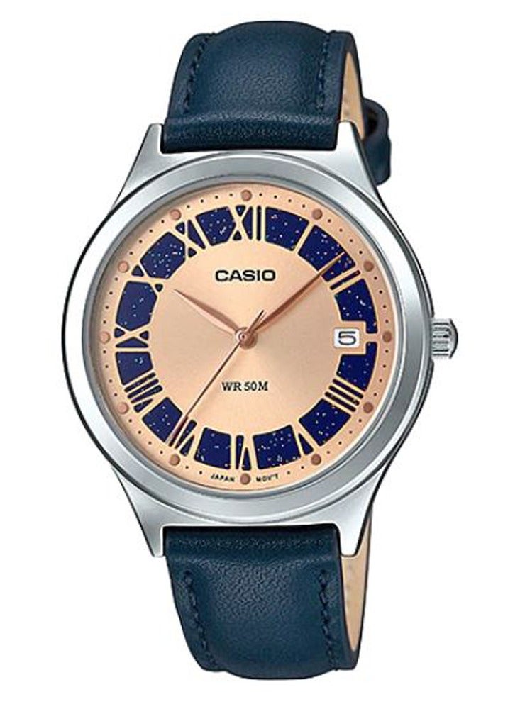 CASIO ساعة نسائية أنالوج بسوار جلدي LTP-E141L-2A2VDF