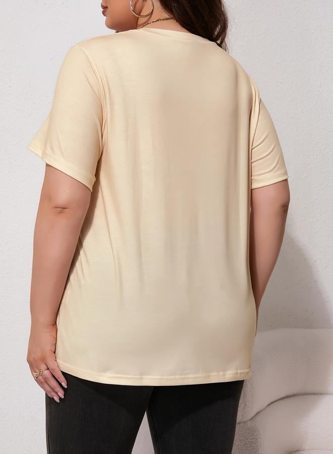 Take Two Plus Size Yellow Leopard Print Sequin Embellished T-Shirt - Image 2