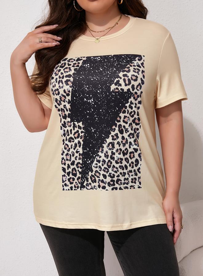 Take Two Plus Size Yellow Leopard Print Sequin Embellished T-Shirt - Image 5