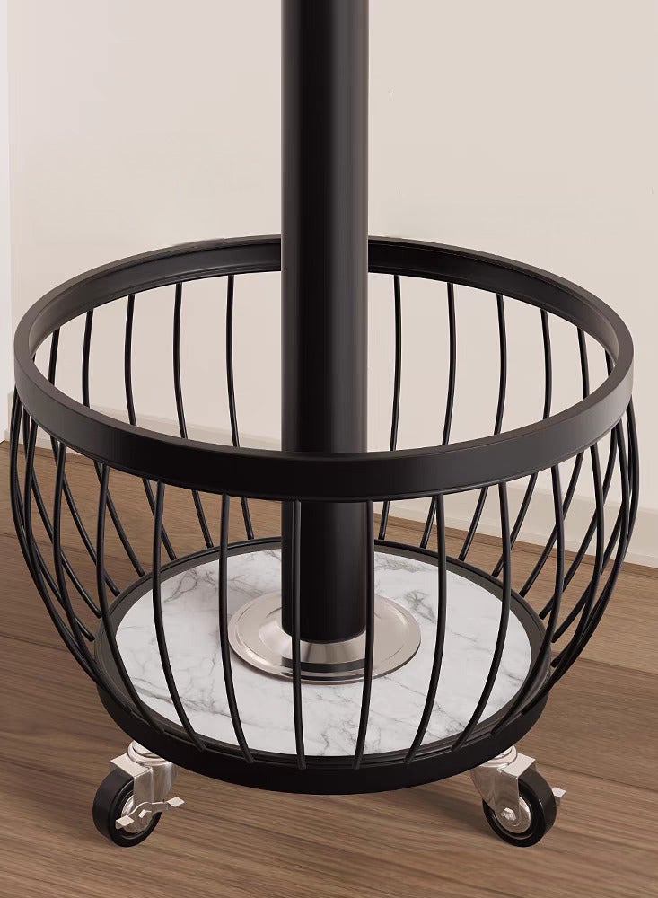 SHEE ONE 2-in-1 Clothes Rack with Smart Hook Distribution by SHEE ONE | Mobile Clothes Hanger with Wheels and Bottom Storage Basket | Elegant Coat Stand with a Circular Modern Design | Multi-Use Abaya Rack for Entryways and Bedrooms | 170×40×40 cm - Image 4