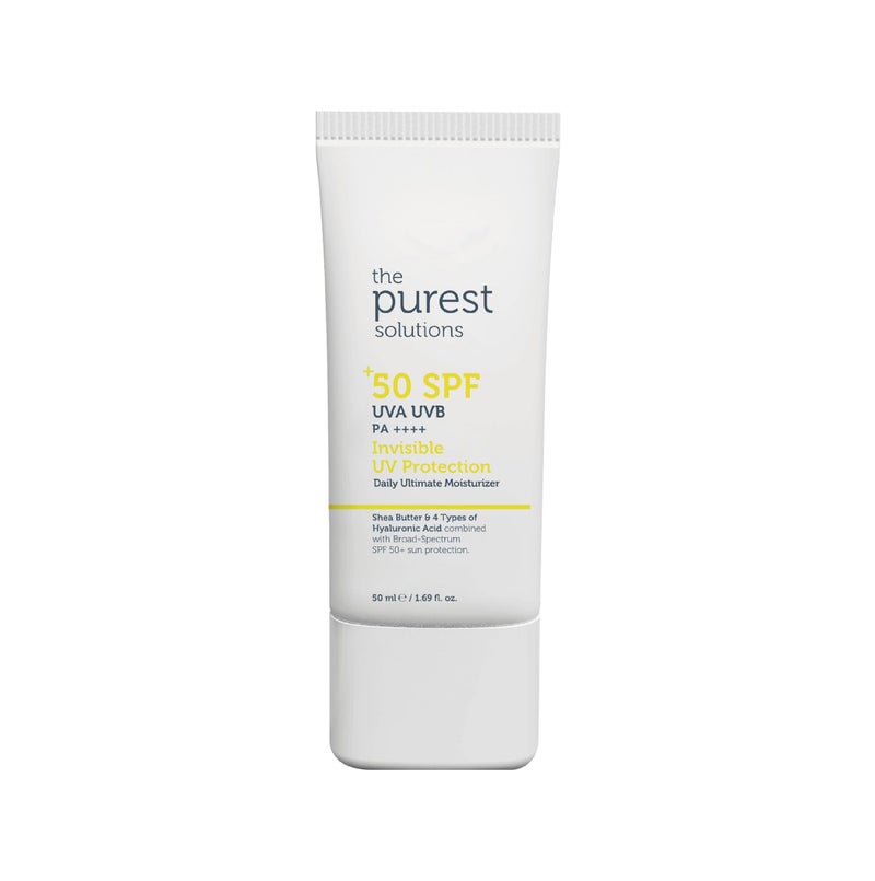 The Purest Solutions Invisible UV Protection (Daily Intensive Moisturizer SPF 50+) - Hyaluronic Acid & Shea Butter for Daily Hydration - Sunscreen - Anti-Aging Care - All Skin Types (1.69 fl. oz) - Image 1