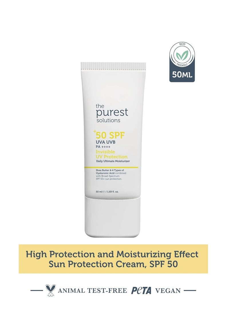 the purest solutions The Purest Solutions Invisible UV Protection (Daily Intensive Moisturizer SPF 50+) - Hyaluronic Acid & Shea Butter for Daily Hydration - Sunscreen - Anti-Aging Care - All Skin Types (1.69 fl. oz)  - Image 3