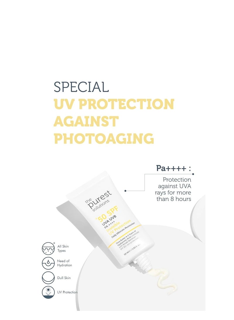 the purest solutions The Purest Solutions Invisible UV Protection (Daily Intensive Moisturizer SPF 50+) - Hyaluronic Acid & Shea Butter for Daily Hydration - Sunscreen - Anti-Aging Care - All Skin Types (1.69 fl. oz)  - Image 5