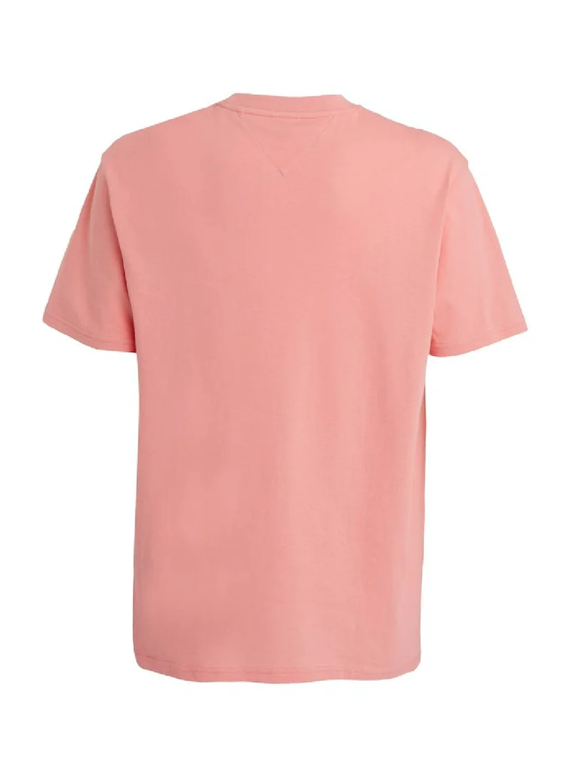 TOMMY JEANS Men's Regular Fit Spray Pop Color T-Shirt - Cotton, Pink