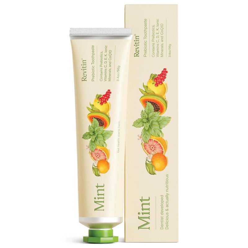 Revitin Toothpaste FluorideFree Prebiotic Mint Tooth Gel No SLS Gluten Free Dye Free GMO Free No Sweeteners NonToxic Kid Approved