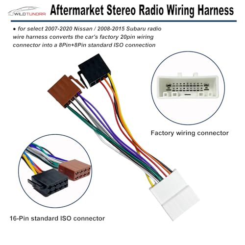 WildTundra 16Pin Aftermarket Stereo Wiring Harness for Nissan 2007-2020 Subaru 2008-2015, 8Pin+8Pin Android Car Radio Harness Adapter for Altima Frontier Forester Outback Car Radio Stereo Wiring Harness - Image 2