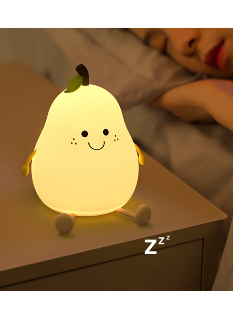 Cute Pear Night Light, LED Bedroom Sleep Bedside Light With Sleep Fun Pat Light, Multiple Light Colors - Image 5