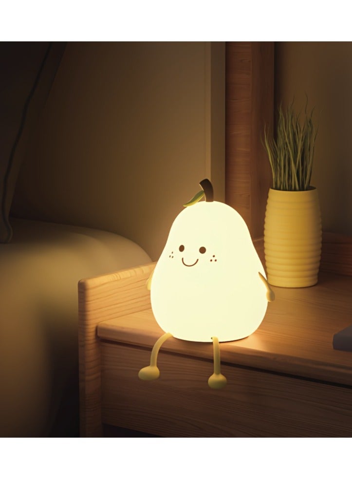 Cute Pear Night Light, LED Bedroom Sleep Bedside Light With Sleep Fun Pat Light, Multiple Light Colors - Image 1