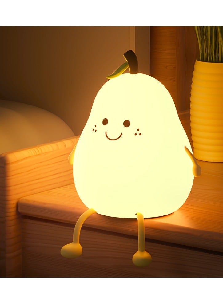 Cute Pear Night Light, LED Bedroom Sleep Bedside Light With Sleep Fun Pat Light, Multiple Light Colors - Image 3