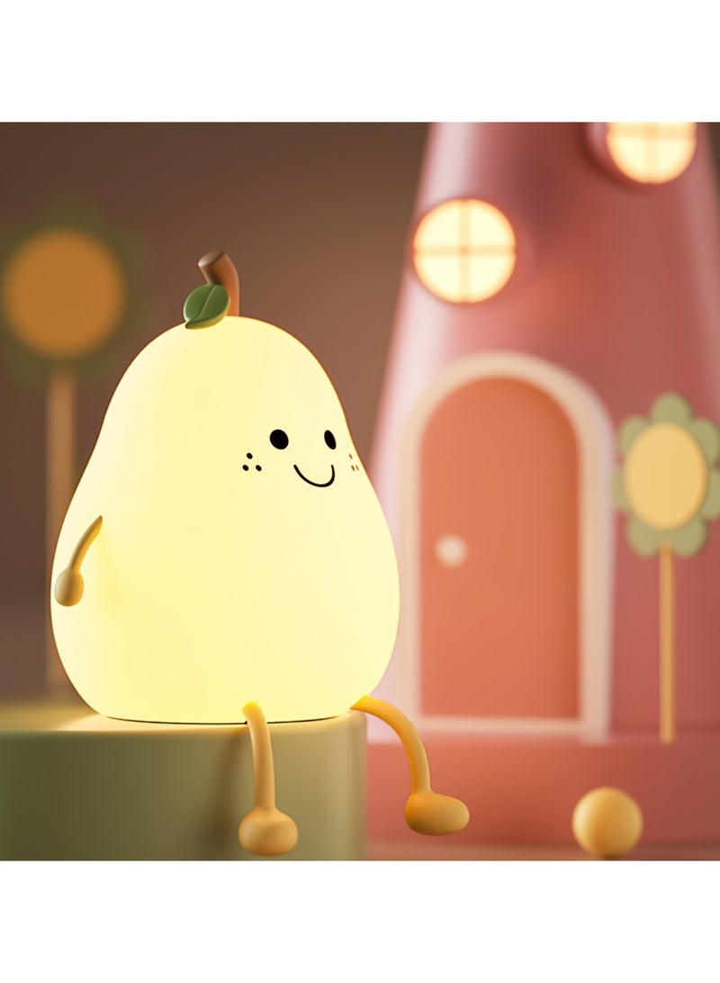 Cute Pear Night Light, LED Bedroom Sleep Bedside Light With Sleep Fun Pat Light, Multiple Light Colors - Image 2