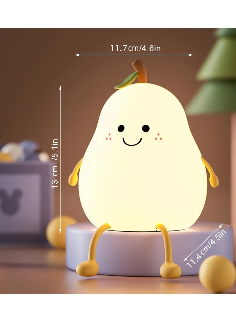 Cute Pear Night Light, LED Bedroom Sleep Bedside Light With Sleep Fun Pat Light, Multiple Light Colors - Image 4