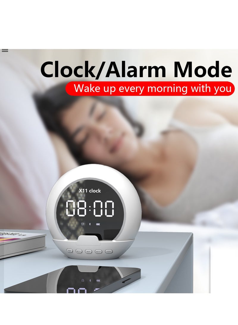 ساعة منبه لغرفة النوم/المكتب، ساعة رقمية مع مكبر صوت بلوتوث، ساعة منبه صغيرة للبالغين/المراهقين ذوي النوم الثقيل مع منبهين مزدوجين، شاشة LED مرآة، اتصال بدون استخدام اليدين. (تنسيق 12 ساعة) - Image 4