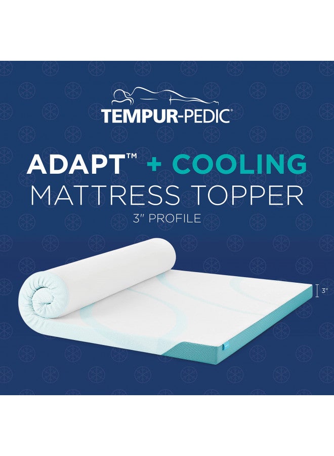 Tempur-Pedic TEMPUR-Adapt + Cooling 3-Inch Queen Mattress Topper Medium Luxury Premium Foam, Washable Cover, Medium Cooling Topper,White - Image 2