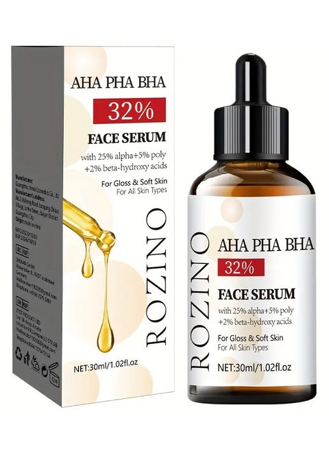 AHA PHA BHA 32% Face Serum, 30ml/1.02fl.oz - Exfoliating Glycolic Acid Complex For Deep Hydration, Moisturizing, Firming Skin & Elasticity Boost, Suitable For All Skin Types
