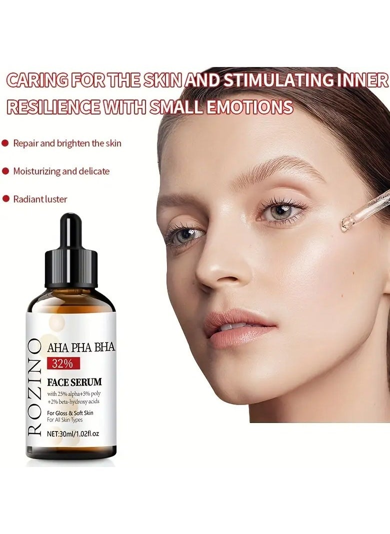 Rozino - AHA PHA BHA 32% Face Serum, 30ml/1.02fl.oz - Exfoliating Glycolic Acid Complex For Deep Hydration, Moisturizing, Firming Skin & Elasticity Boost, Suitable For All Skin Types - Image 1