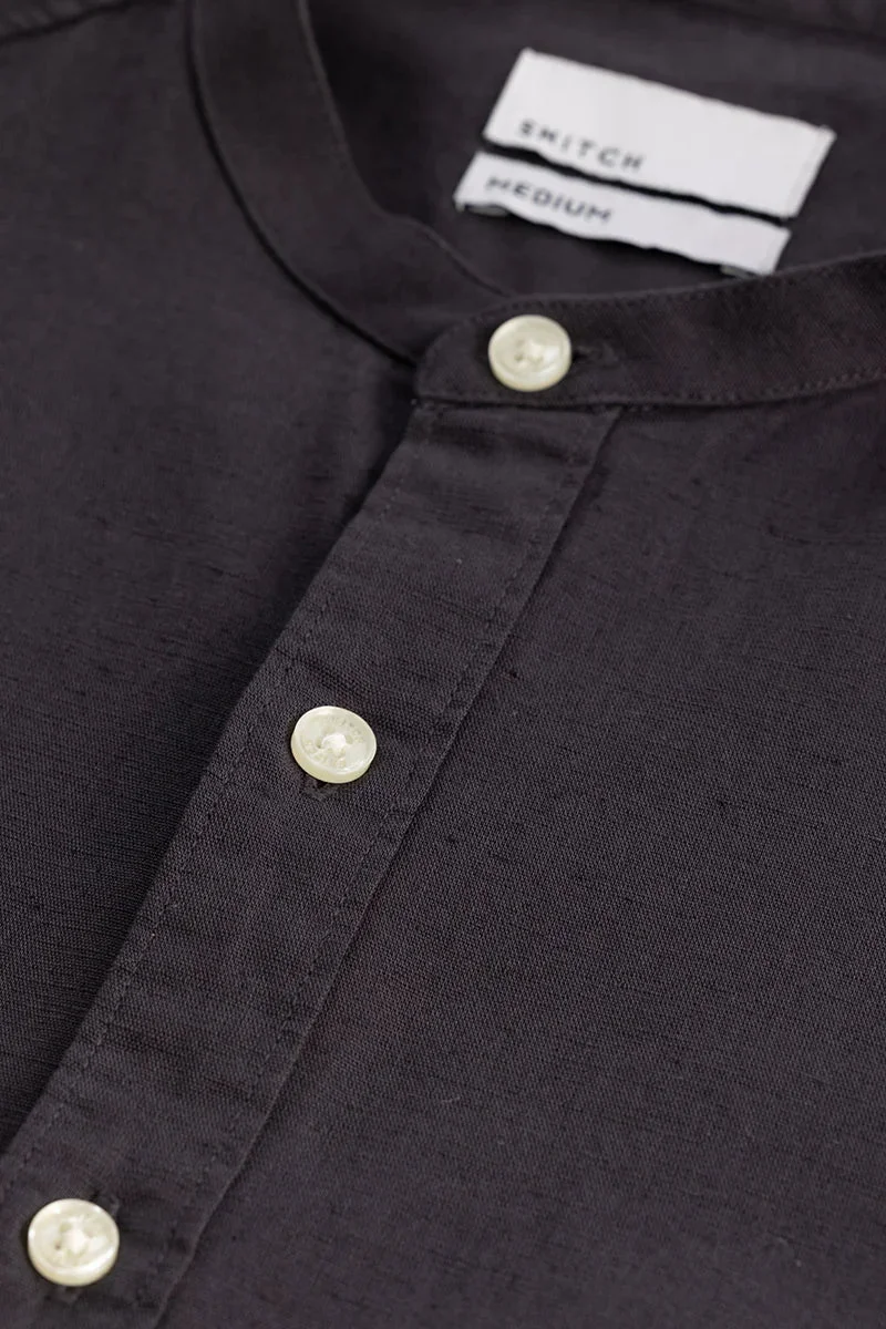 سنيتش Charcoal Grey Solid Long Sleeve Slim Fit Shirt