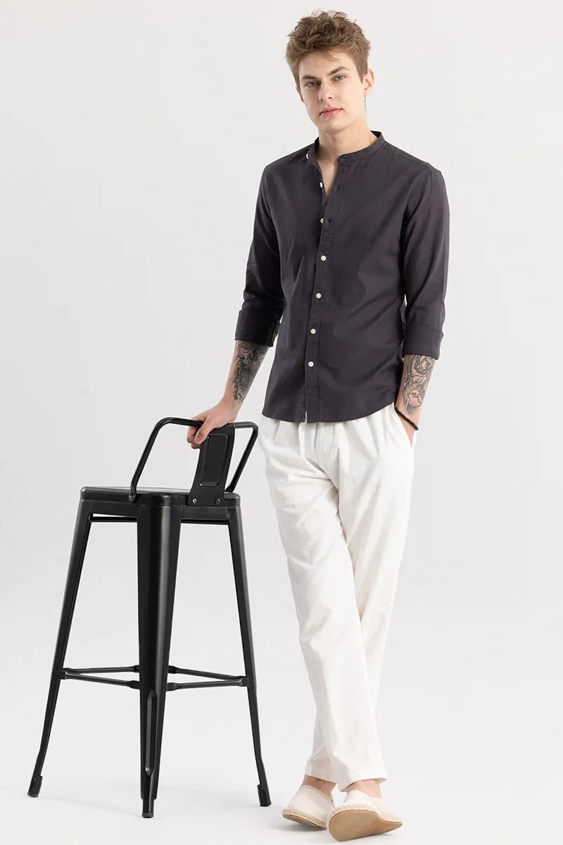 SNITCH Charcoal Grey Charcoal Grey Solid Long Sleeve Slim Fit Shirt for Men | Best Price UAE