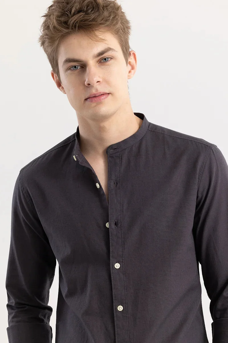 SNITCH Charcoal Grey Charcoal Grey Solid Long Sleeve Slim Fit Shirt for Men | Best Price UAE