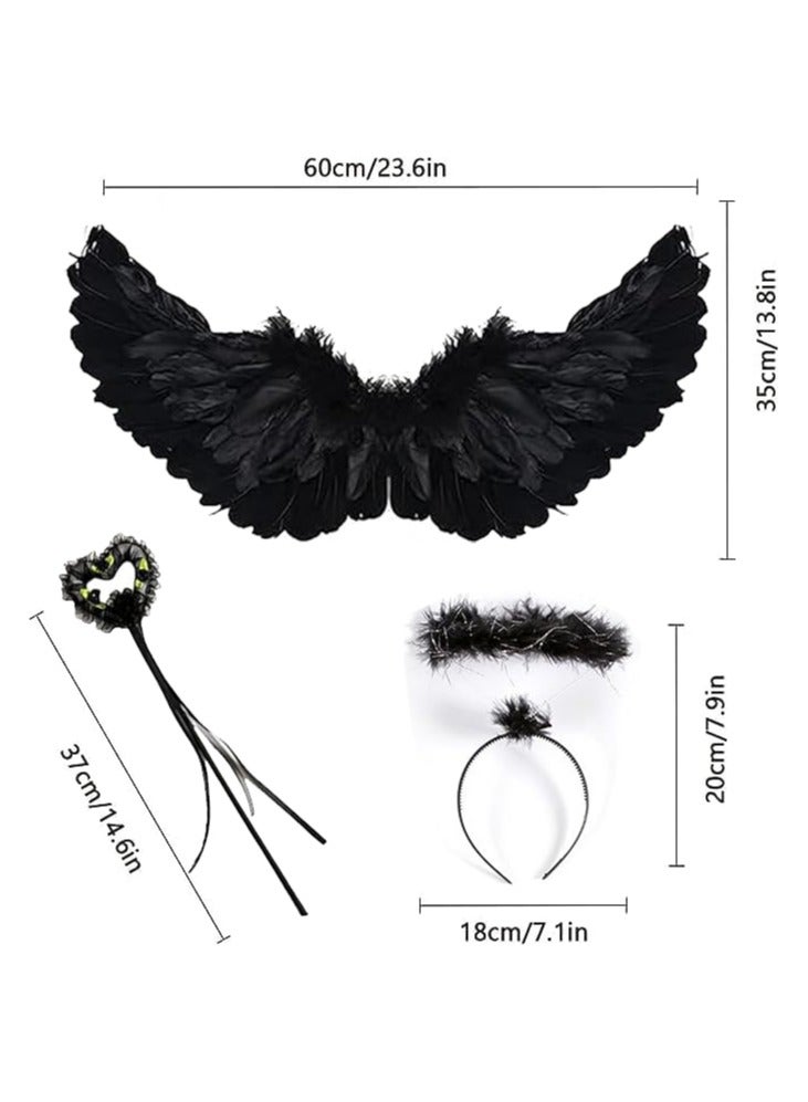 3-Pack Cosplay Costumes for Kids with Wings and Headband Magic Wand Props for Stage Cosplay Party Halloween (C) - Image 2