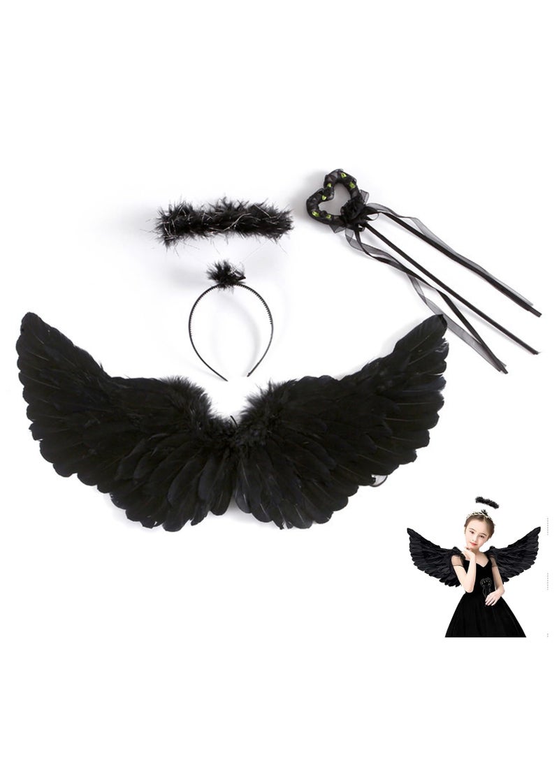 3-Pack Cosplay Costumes for Kids with Wings and Headband Magic Wand Props for Stage Cosplay Party Halloween (C) - Image 1