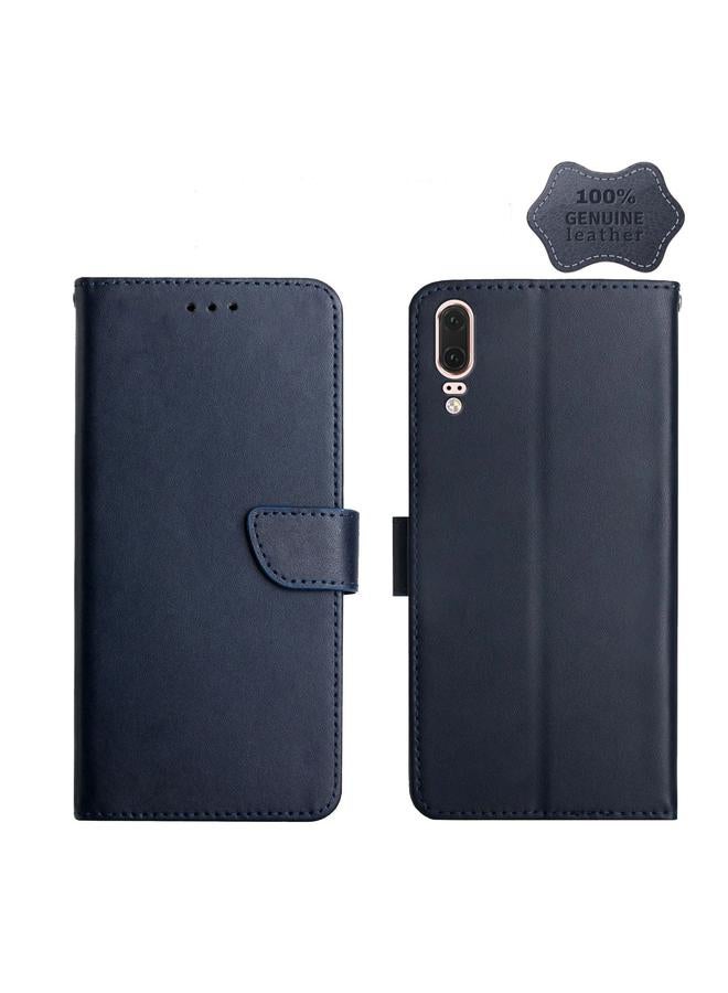 اس-توب جراب لهاتف Huawei P20 مصنوع من الجلد الطبيعي مقاوم لبصمات الأصابع مع قلاب أفقي - Image 1