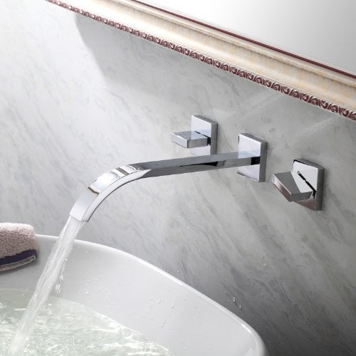 Lightinthebox Two Handle Widespread Flexble Wall Mounted Bathroom Vessel Sink Lavatory Faucet Chrome Finish Spout Bathtub Mixer Taps Bath Shower FaucetsShower System Widespread Waterfall Faucets - Image 1
