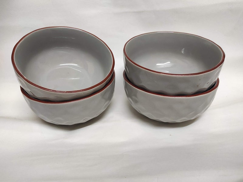 Separate Way Ceramic Japanese Soup Bowl (Light Grey) - 4 Bowls - Image 5