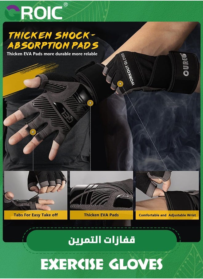 GROIC Workout Gloves for Men & Women Weight Lifting Gloves with Wrist Wraps Support for Gym Training, Fitness, Hanging, Pull ups. Ultra Ventilated, Full Palm Protection  - Image 4
