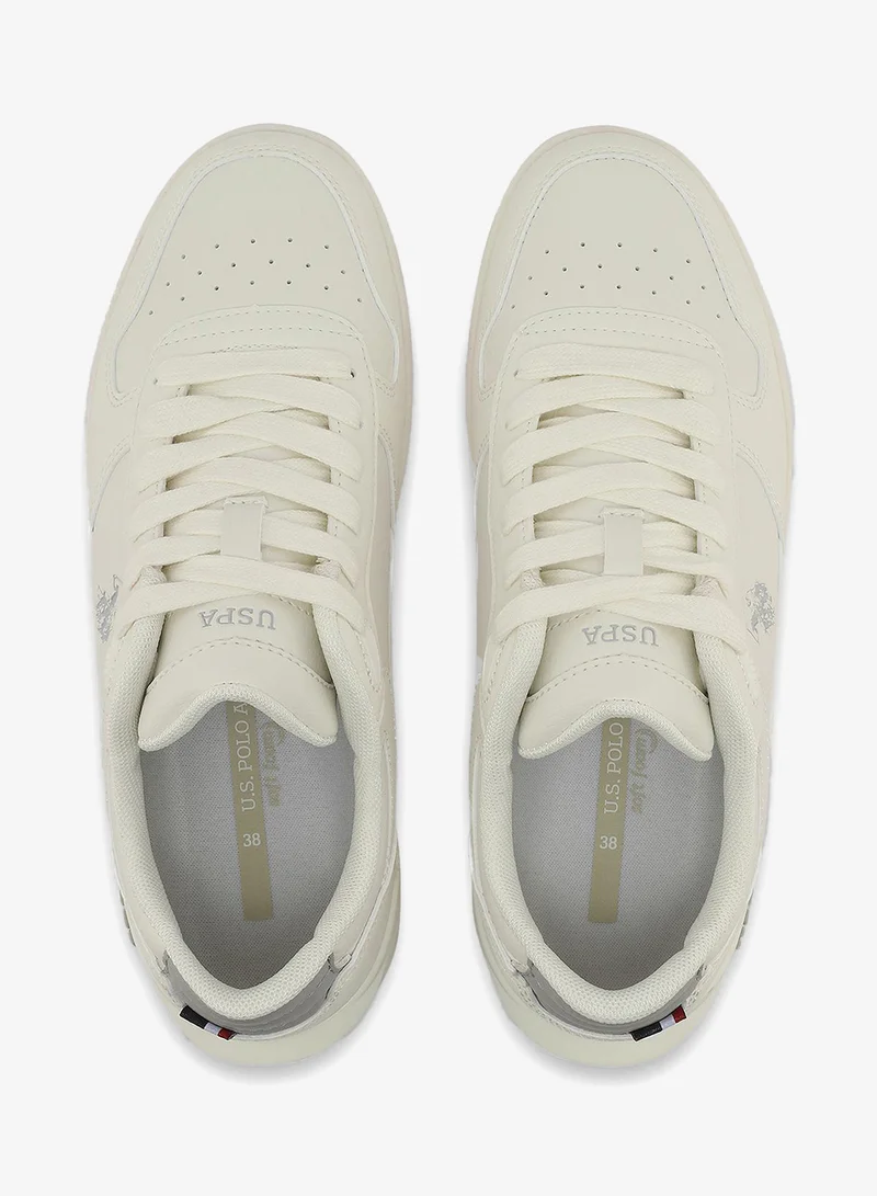 U.S. Polo Assn. white Women's All-White Low-Top Sneakers - Classic Minimalist Design, Comfortable Everyday Casual Shoes for Women | Best Price UAE