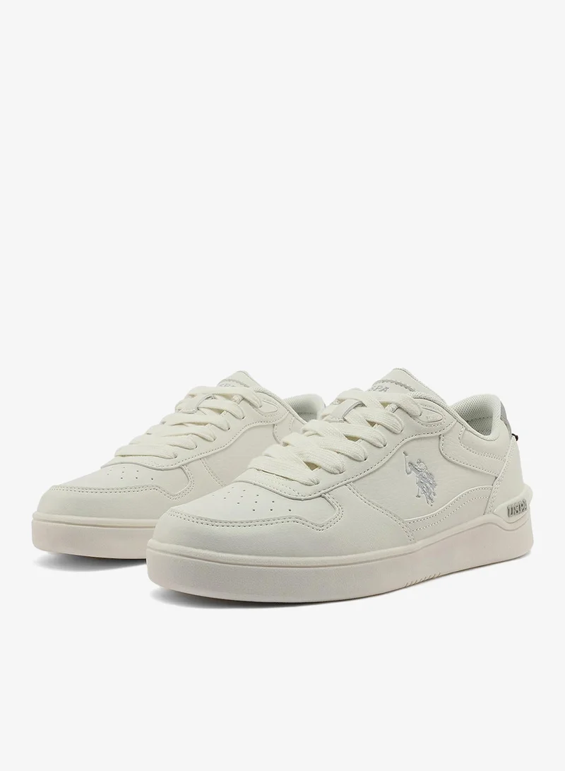 U.S. Polo Assn. white Women's All-White Low-Top Sneakers - Classic Minimalist Design, Comfortable Everyday Casual Shoes for Women | Best Price UAE