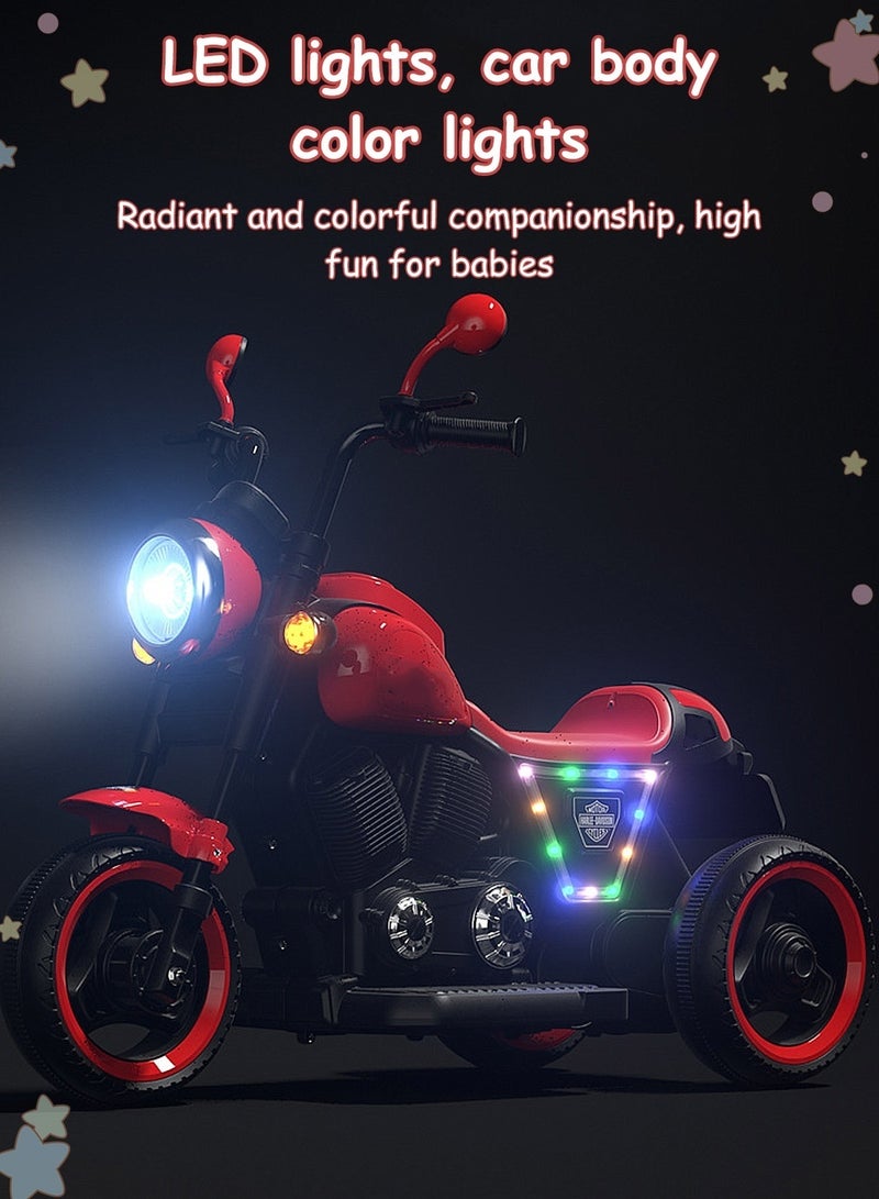 ما بيبي دراجة نارية للأطفال، بطارية 6 فولت تعمل بمحرك مزدوج، سيارة كهربائية للأطفال مع أضواء LED والموسيقى، مع مصابيح أمامية وتخزين للأطفال 3 سنوات + الأولاد والبنات - Image 4