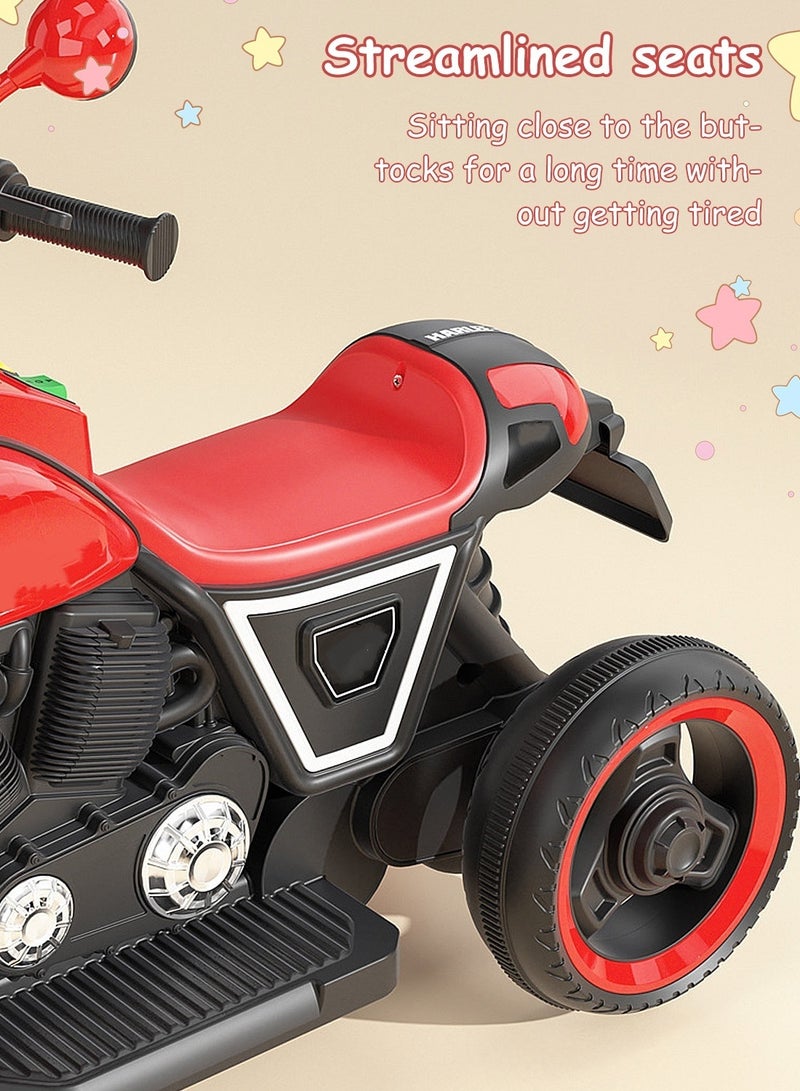 ما بيبي دراجة نارية للأطفال، بطارية 6 فولت تعمل بمحرك مزدوج، سيارة كهربائية للأطفال مع أضواء LED والموسيقى، مع مصابيح أمامية وتخزين للأطفال 3 سنوات + الأولاد والبنات - Image 3